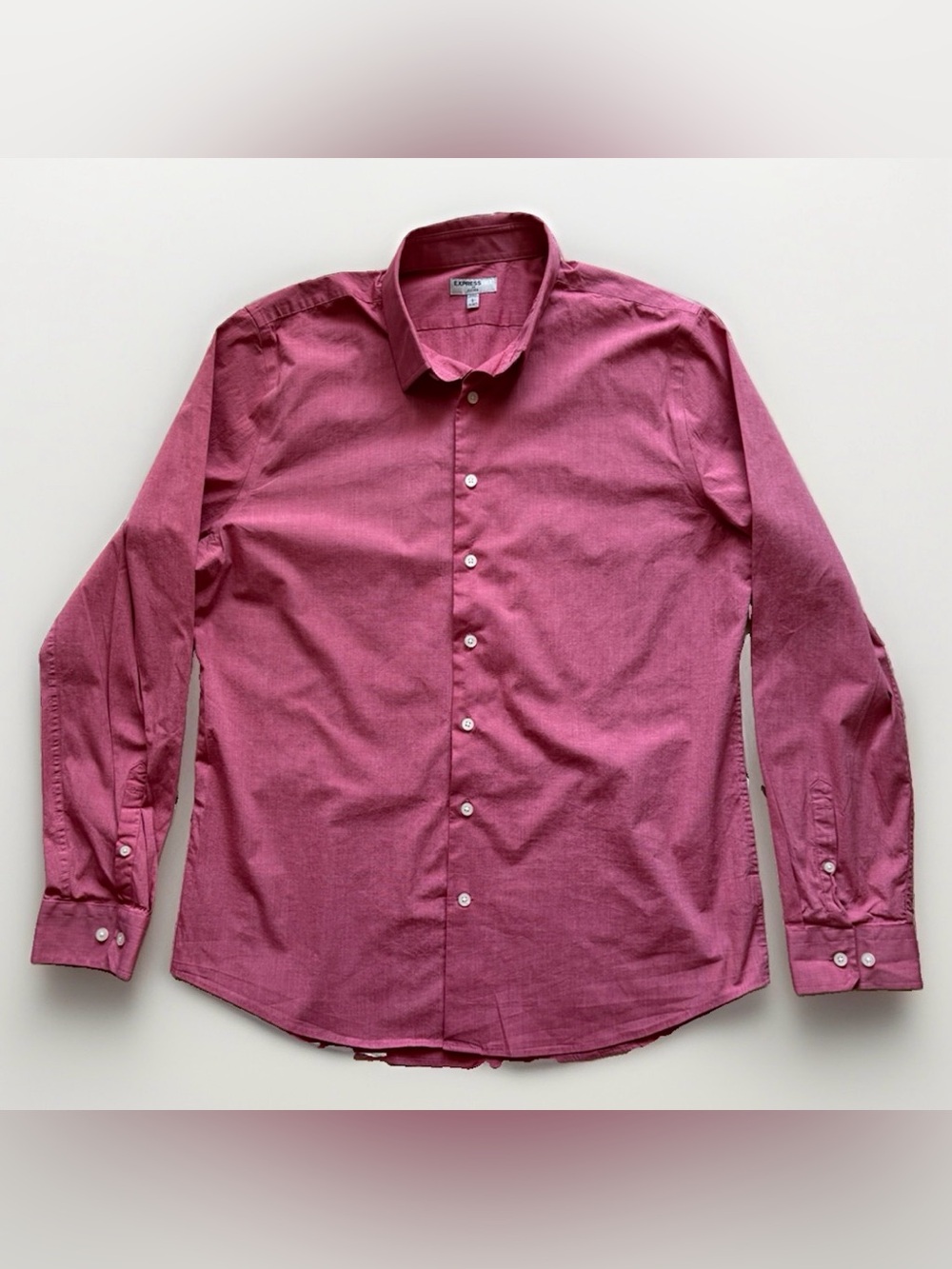 Express 1MX Fitted Dress Shirt L 16-16.5 Red